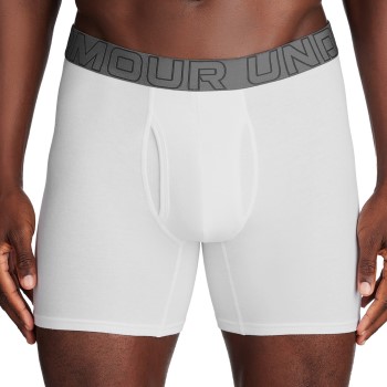 Under Armour 3P Perfect Cotton 6in Boxer Hvid X-Large Herre