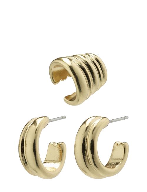 Pilgrim Nadya Hoop And Cuff Earrings 2-In-1 Set Pilgrim Gold