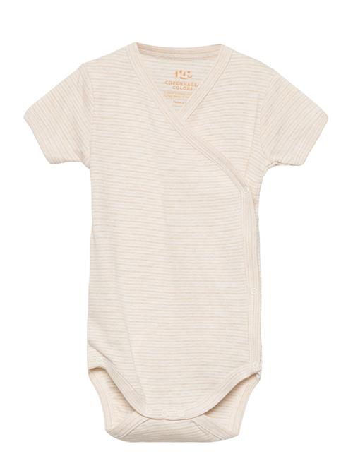 Baby Striped Wrap Body W. Short Sleeve Copenhagen Colors Beige