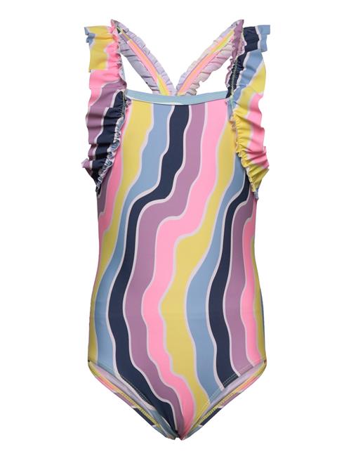 Color Kids Swimsuit W. Frills, Aop Color Kids Patterned