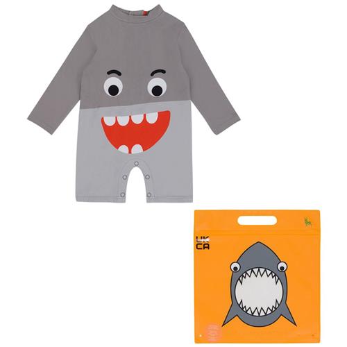 Se Stella McCartney Kids UV-dragt Med Hajprint Grå | Grå | 12 months ved Babyshop