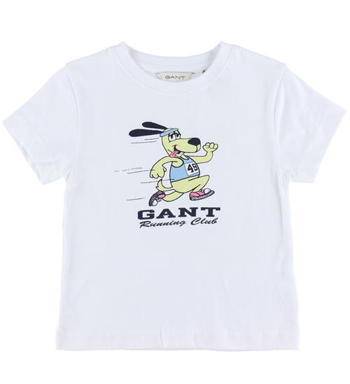 Se GANT GANT T-shirt - Running Dog - Hvid ved KidsWorld