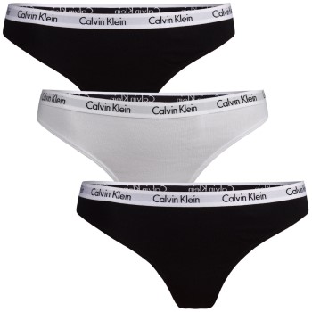 Calvin Klein Trusser 6P Carousel Thongs Sort/Hvid bomuld Small Dame