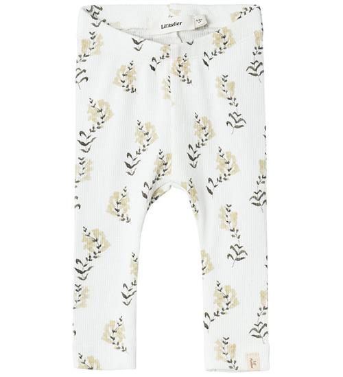 Lil Atelier Lil' Atelier Leggings - Rib - NbfGavo - Coconut Milk/Yellow Flow