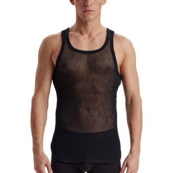 Dovre Wool Mesh Tank Top Sort uld Large Herre