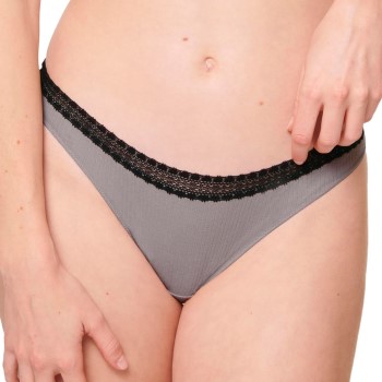 Sloggi Trusser 2P GO Ribbed Brazilian Briefs Sort/Grå økologisk bomuld Small Dame