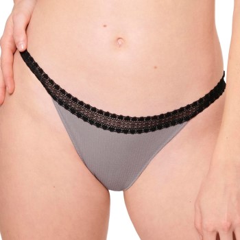 Sloggi Trusser 2P GO Ribbed Tanga Briefs Sort/Grå økologisk bomuld Small Dame