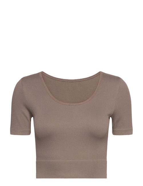 Only Play Onpjaia Life Ss 2-Way Crop Seam Top Noos Only Play Brown