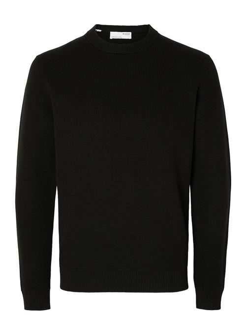 Slhdane Ls Knit Structure Crew Neck Noos Selected Black