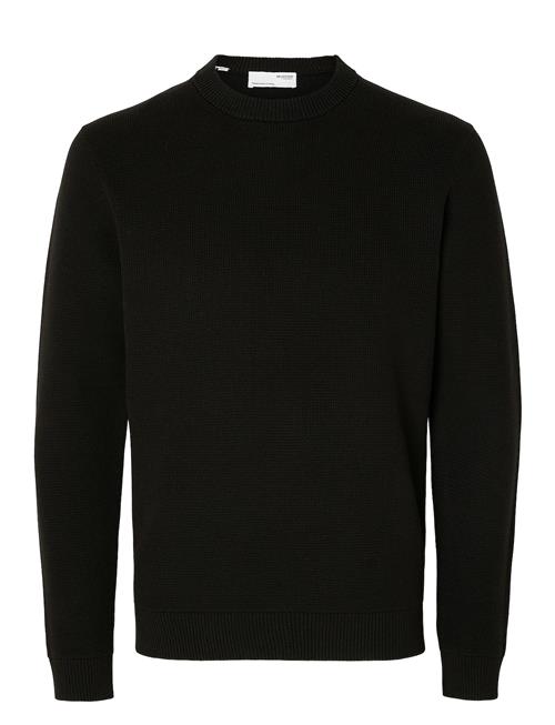 Slhdane Ls Knit Structure Crew Neck Noos Selected Homme Black