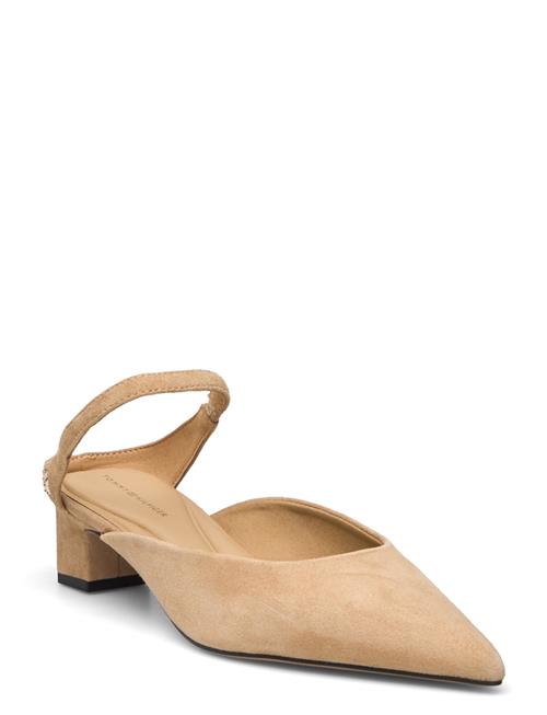 Tommy Hilfiger Th Pointy Mid Heel Leather Mule Tommy Hilfiger Beige