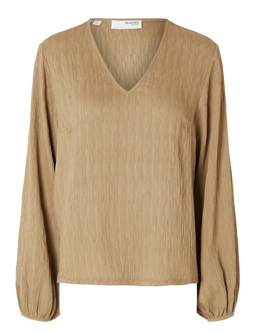 Se Selected Femme Slfquinn Ls Top At Selected Femme Beige ved Booztlet