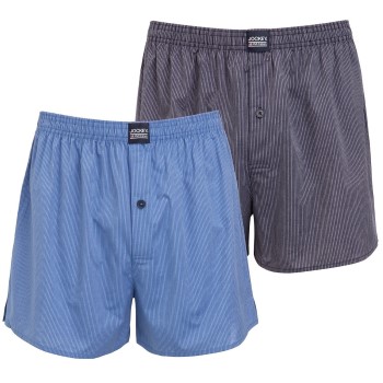 Jockey 2P Woven Boxer Shorts 3XL-6XL Blå/Grå bomuld 6XL Herre