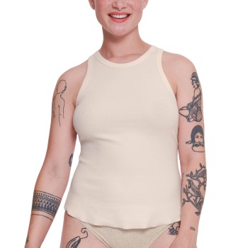 Sloggi GO Ribbed Tank Top Creme bomuld Medium Dame