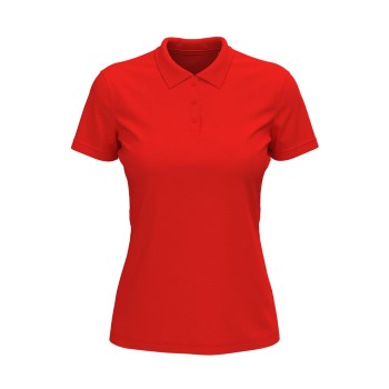 Se Stedman Lux Short Sleeve Polo For Women Rød bomuld X-Small Dame ved Timarco