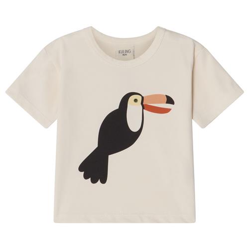 Se Kuling GOTS Santorini T-shirt Med Tryk Med Tukan Cremefarvet | Hvid | 74/80 cm ved Babyshop