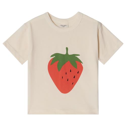 Se Kuling GOTS Santorini T-shirt Med Tryk Med Jordbær Cremefarvet | Hvid | 110/116 cm ved Babyshop