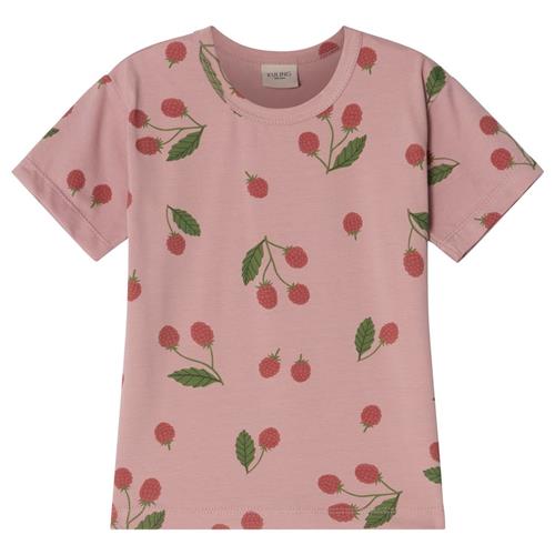 Kuling GOTS Santorini Mønstret T-shirt Med Hindbær Woody Rose | Lyserød | 86/92 cm