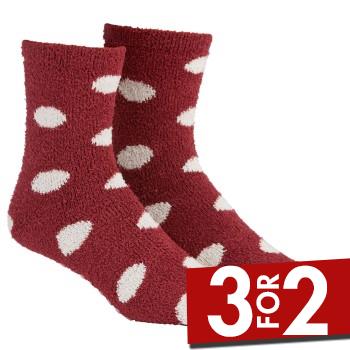 Damella Strømper Fluffy Socks Rød/Hvid polyester Str 39/42 Dame