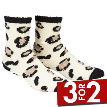 Damella Strømper Fluffy Socks Leopard polyester Str 35/38 Dame