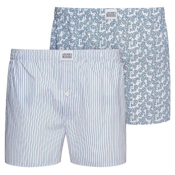 Jockey 2P Woven Boxer Shorts Blå/Hvid bomuld Small Herre