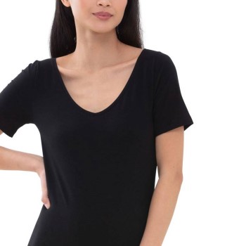 Mey Superfine Organic V-Neck T-Shirt Sort bomuld 38 Dame