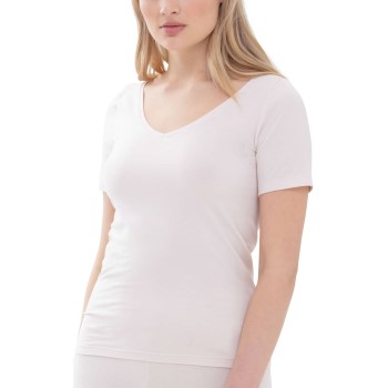 Se Mey Superfine Organic V-Neck T-Shirt Beige bomuld 42 Dame ved Timarco