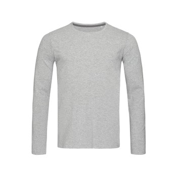 Stedman Clive Long Sleeve Gråmelerad ringspundet bomuld Medium Herre