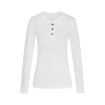 Se Stedman Sharon Henley Long Sleeve For Women Hvid ringspundet bomuld Medium Dame ved Timarco