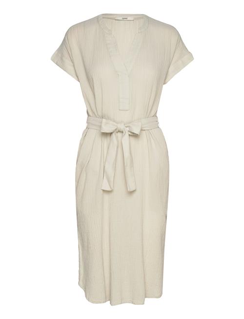 Crinkled Midi Dress With Belt Esprit Casual Grey