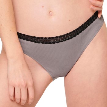 Sloggi Trusser 2P GO Ribbed Tai Briefs Sort/Grå økologisk bomuld Small Dame