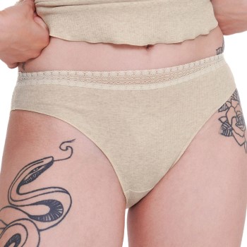 Sloggi Trusser 2P GO Ribbed Tai Briefs Elfenben økologisk bomuld Medium Dame