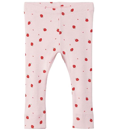 Se Name It Leggings - Rib - NbfDabua - Parfait Pink m. JordbÃ¦r ved KidsWorld