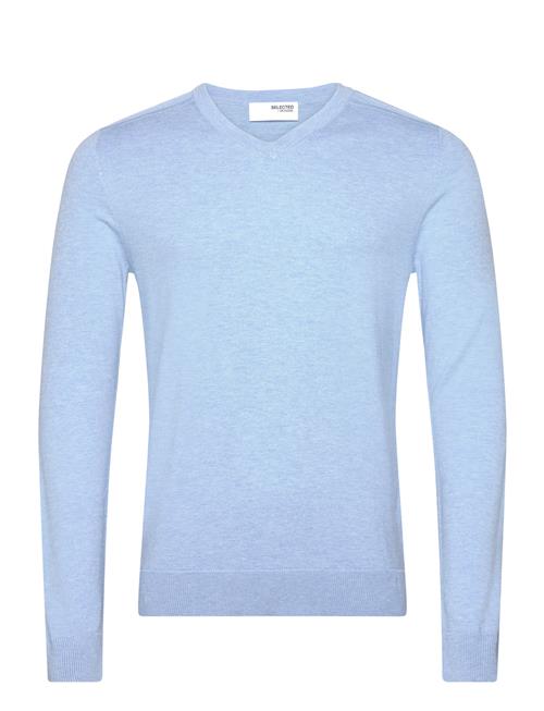 Se Selected Homme Slhberg Ls Knit V-Neck Noos Selected Homme Blue ved Booztlet