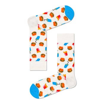 Se Happy socks Strømper 3P Hamburger Sock Hvid Mønster bomuld Str 41/46 ved Timarco