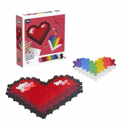 Plus-Plus Puzzle By Number Hearts Byggesæt | Blå | 6-10