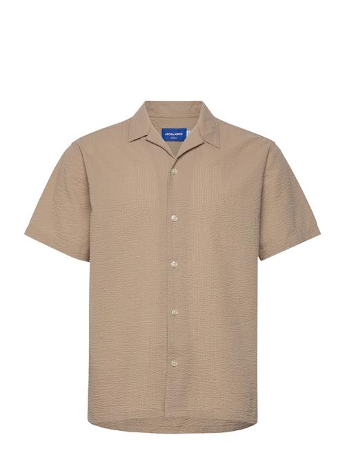 Jack & Jones Joreaster Palma Seersucker Shirt Ss Ln Jack & J S Beige