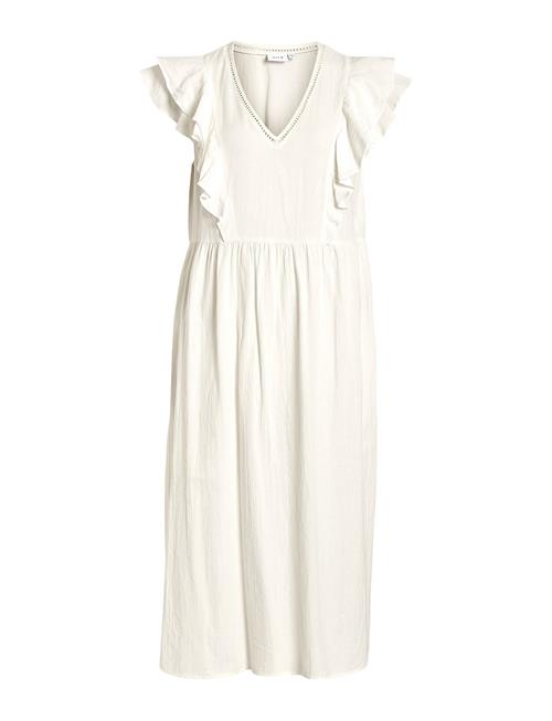 Vila Vimatia V-Neck C/S Midi Dress Vila Cream