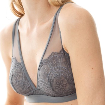 Mey Bh Poetry Fame Triangle Bra With Lace Grå polyamid Large Dame