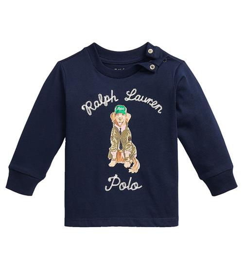 Se Polo Ralph Lauren Bluse - Navy m. Hund ved KidsWorld