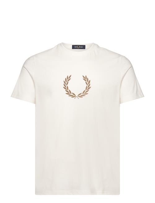 Fred Perry Flocked Laurel W Gra Tee Fred Perry White