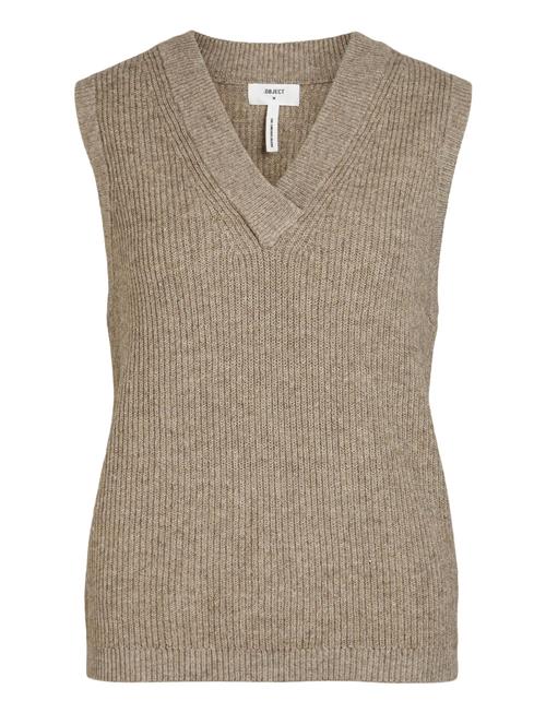 Object Objmalena S/L Knit Waistcoat Noos Object Beige