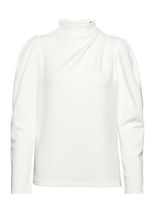 Se Selected Femme Slffenja Ls T-Neck Top B Noos Selected Femme White ved Booztlet