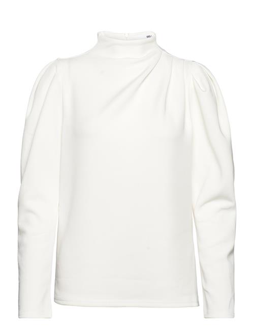 Slffenja Ls T-Neck Top B Noos Selected White