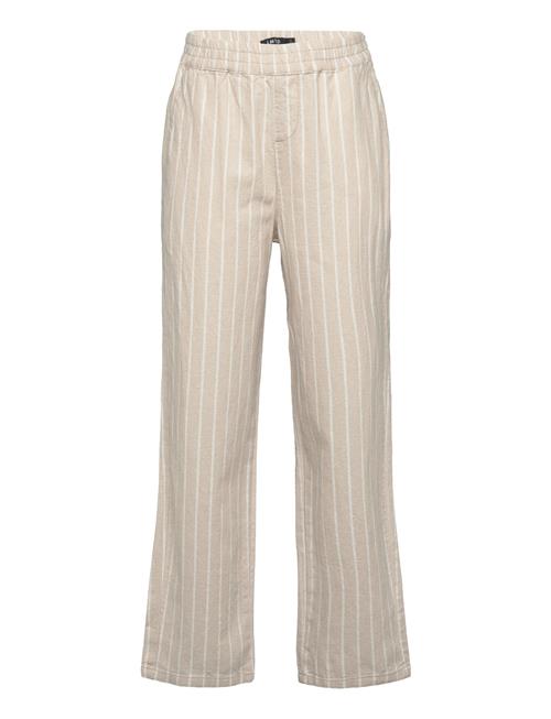 Se LMTD Nlnhill Stripe Reg Pant LMTD Beige ved Booztlet