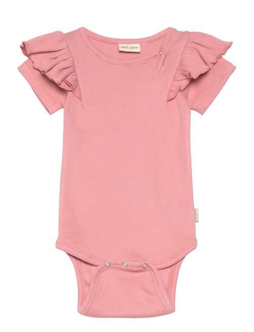 Se Petit Piao Body S/S Modal Frill Petit Piao Pink ved Booztlet