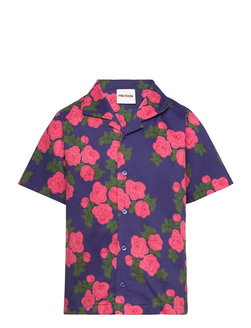 Mini Rodini Roses Aop Woven S/S Shirt Mini Rodini Navy