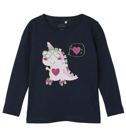 Se Name It Bluse - NmfVeen - Dark Sapphire/Skating Unicorn ved KidsWorld