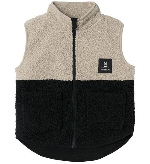 Name It Name It Vest - NkmLaket Teddy - Black/Pure Cashmere