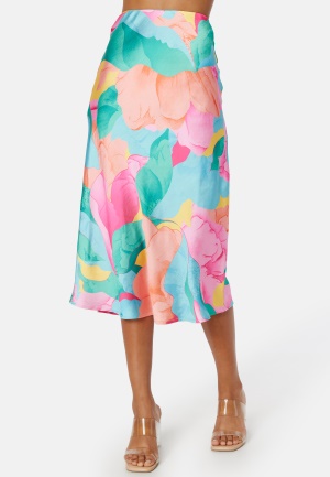 VILA Dinna HW Printed Skirt Tigerlily AOP:COLORF 38